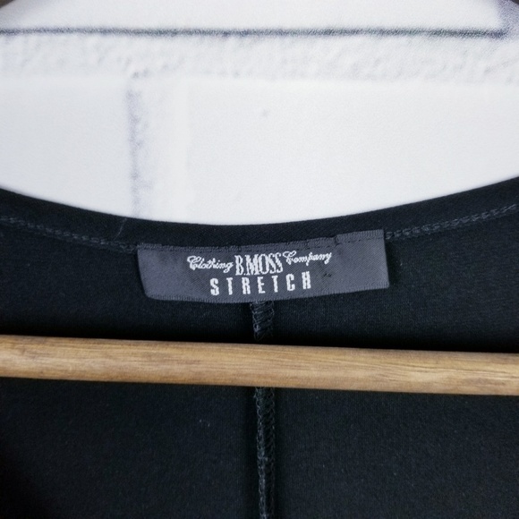 Womens‎ Long Sleeve Black Wrap Dress Size XS/S Midi V-Neck Career BMoss - Picture 7 of 9